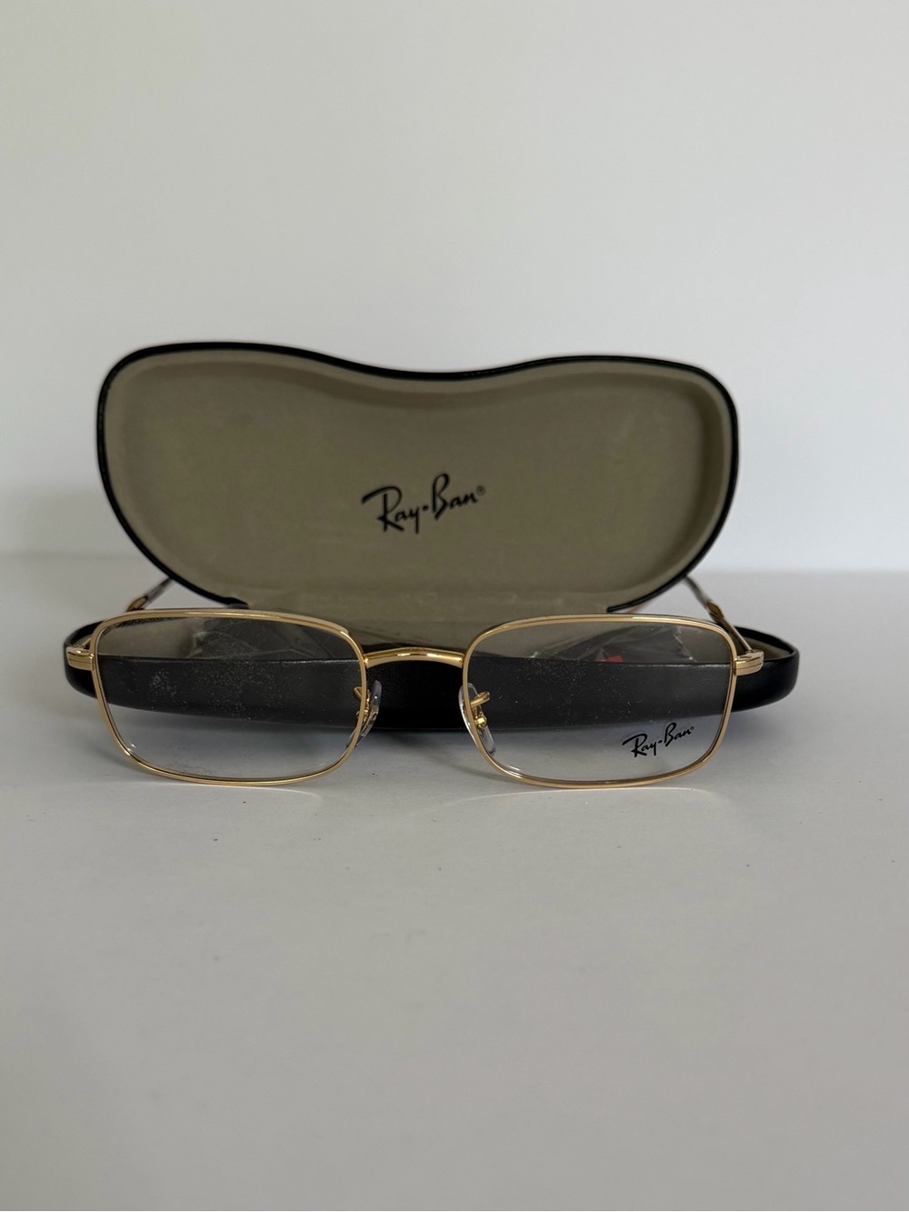 Ray-Ban Men’s Gold Metal Rectangle Glasses with Black Case RB 3746 V